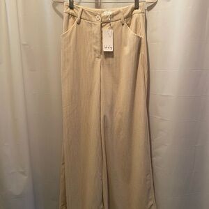 Sadie & Sage Cream Wide-Leg Corduroy Pants Small NWT